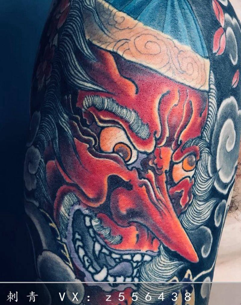 天狗纹身图片_手臂新传统纹身图案