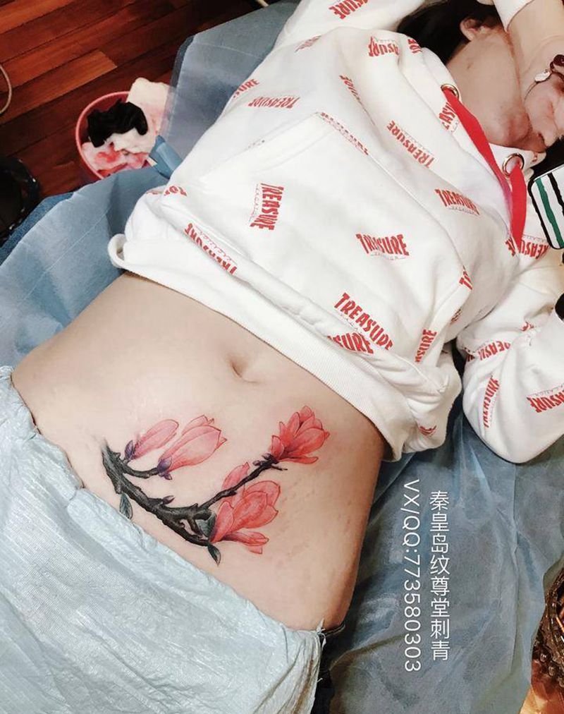 遮盖刨妇产疤纹身图片