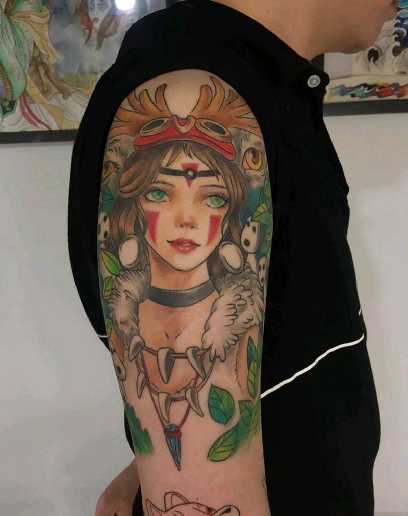 精灵公主纹身图片_手臂水彩纹身图案