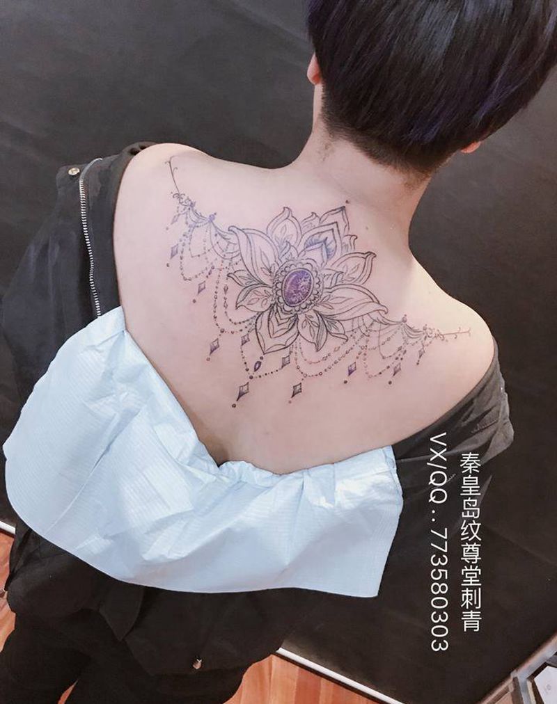 梵花一枚纹身图片_点刺纹身图案