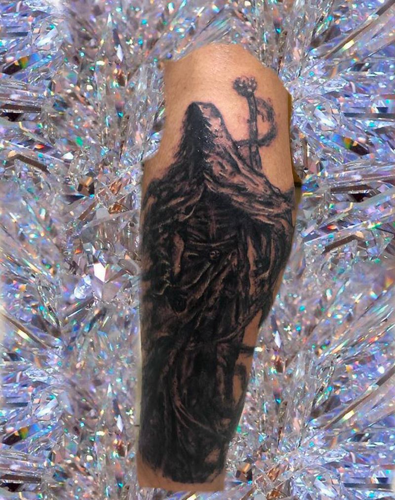 死神纹身图片_腿部纹身图案