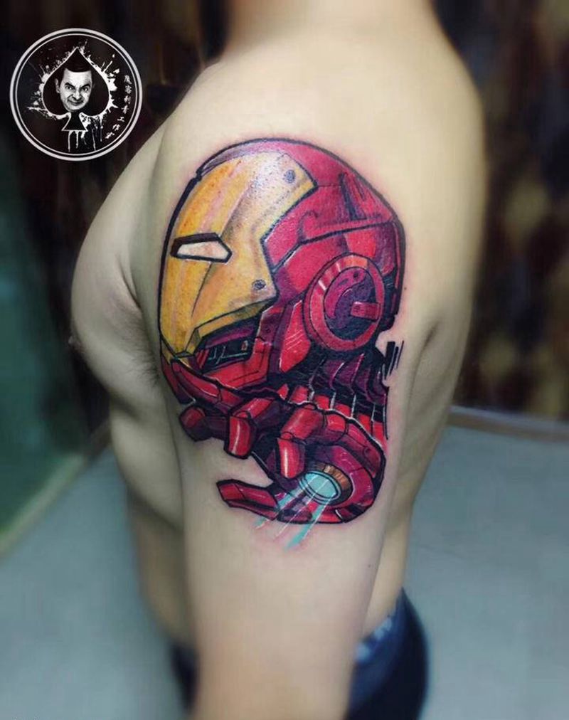 钢铁侠纹身图片_New School纹身图案
