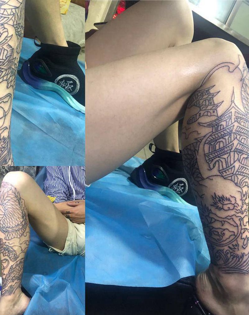 龙纹身图片_脚部纹身图案