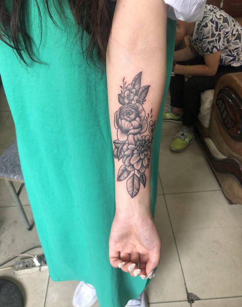 花纹身图片_手臂纹身图案