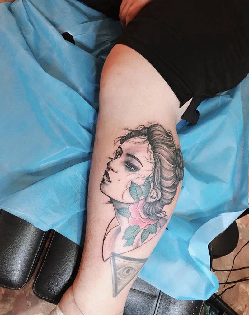 欧美school纹身图片_腿部纹身图案