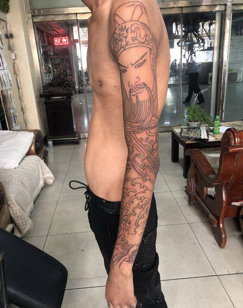关羽纹身图片_手臂纹身图案