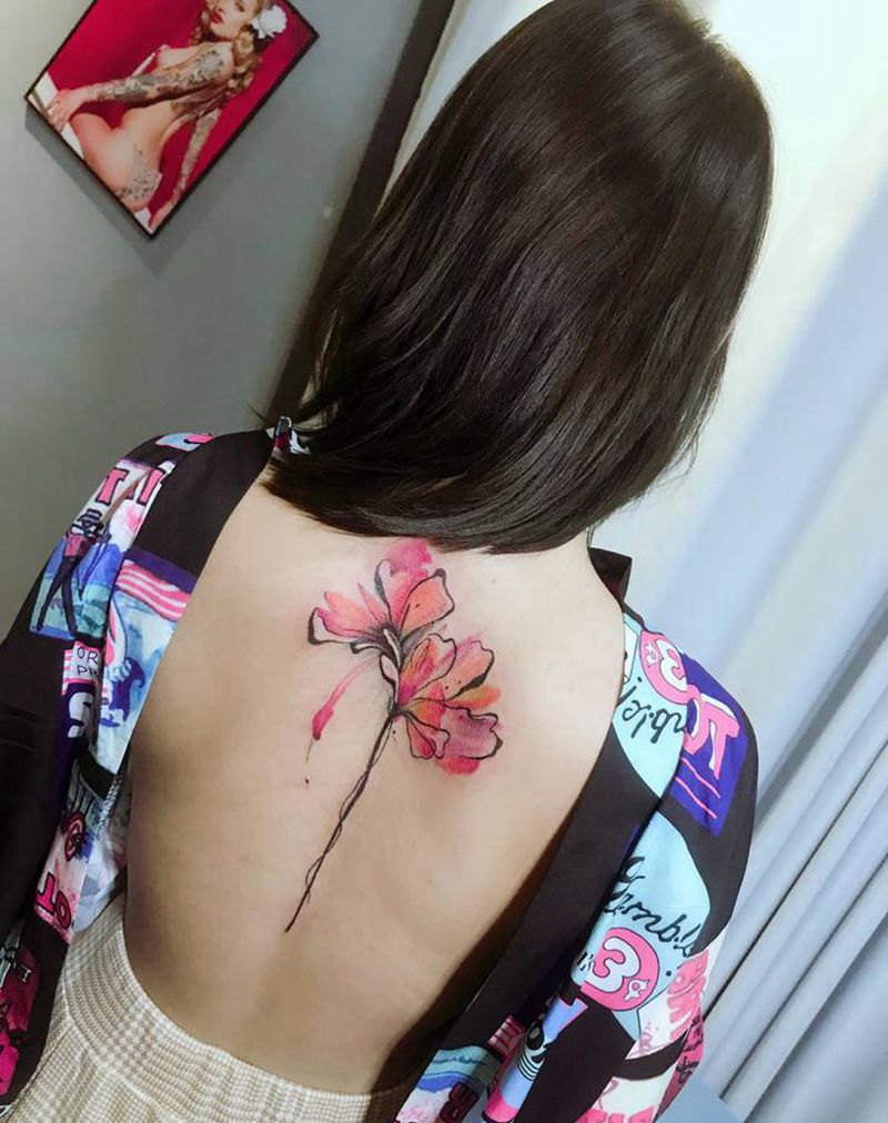 水彩作品纹身图片_背部水彩纹身图案