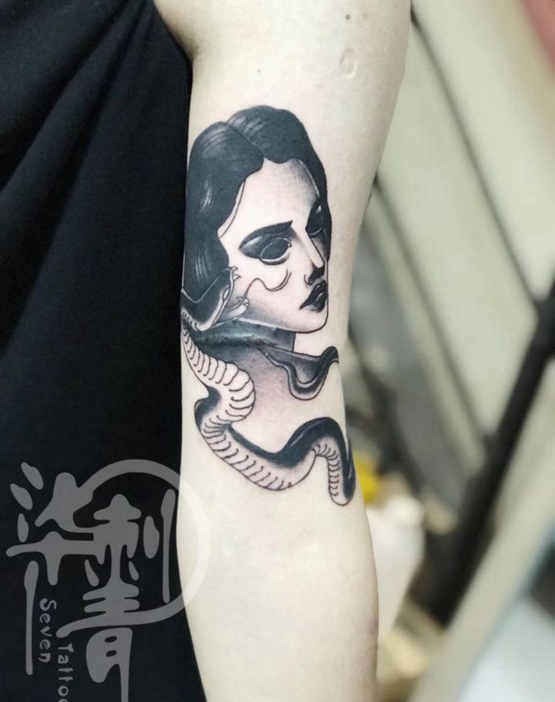 大臂纹身图片_手臂新传统New School纹身图案