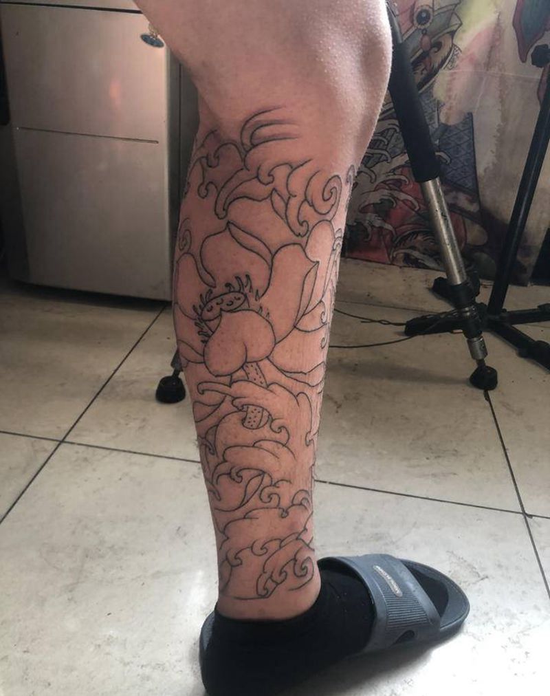 包小腿纹身图片_腿部纹身图案