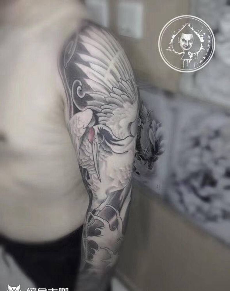 鹤纹身图片_新传统纹身图案