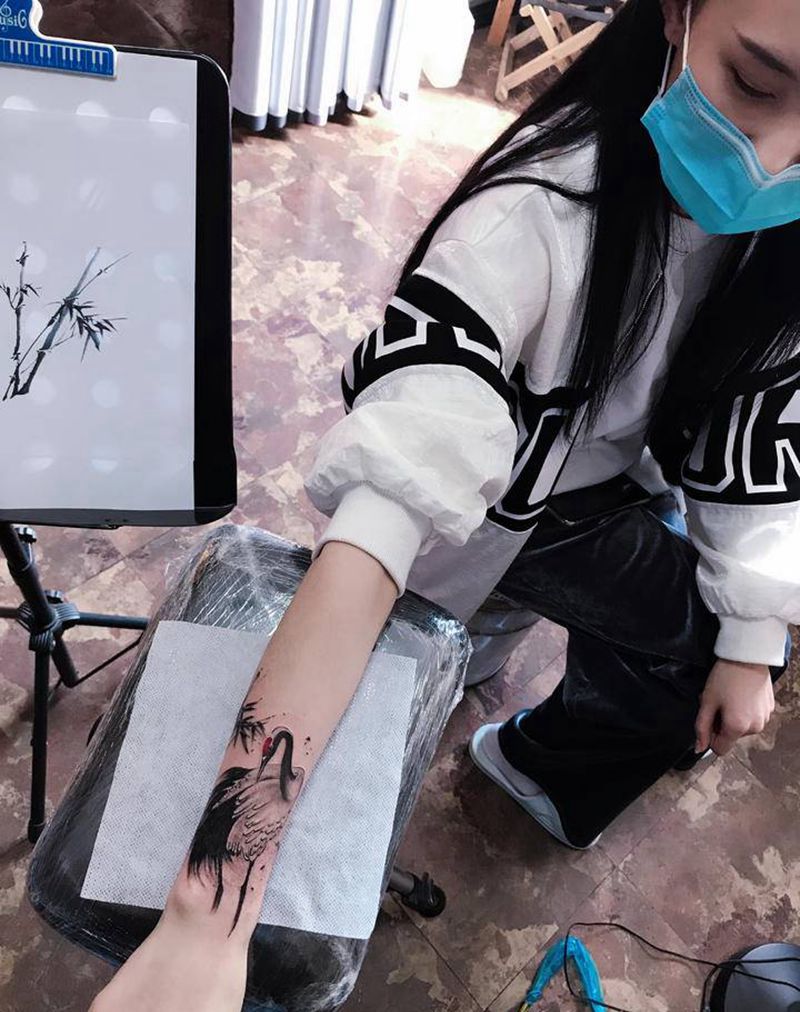 遮盖疤痕作品纹身图片_手臂水墨纹身图案