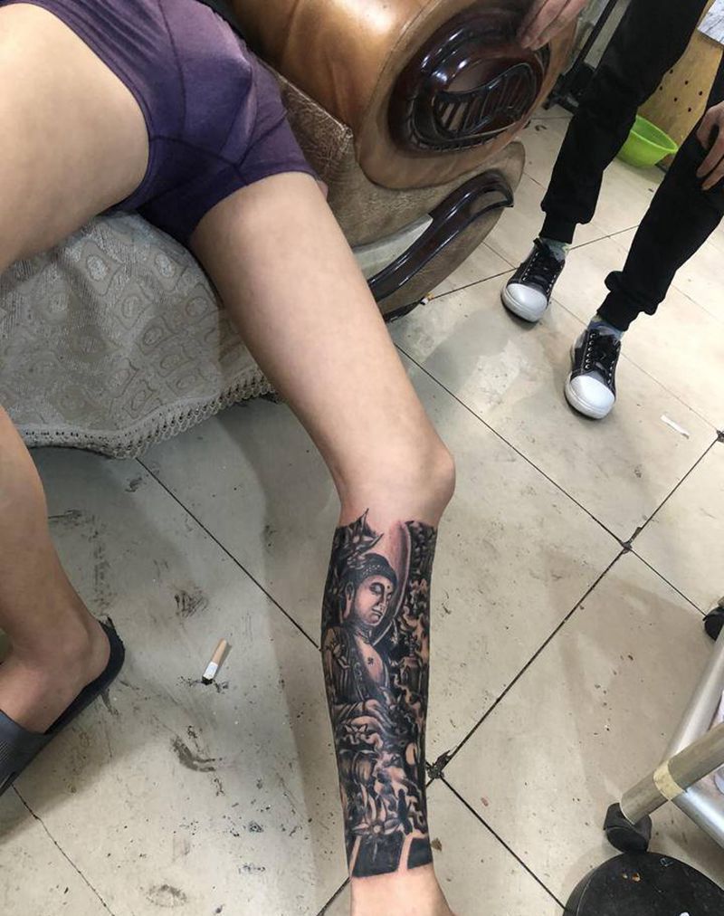 包小腿纹身图片_腿部纹身图案