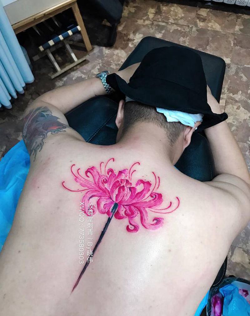 彼岸花纹身图片_水彩纹身图案