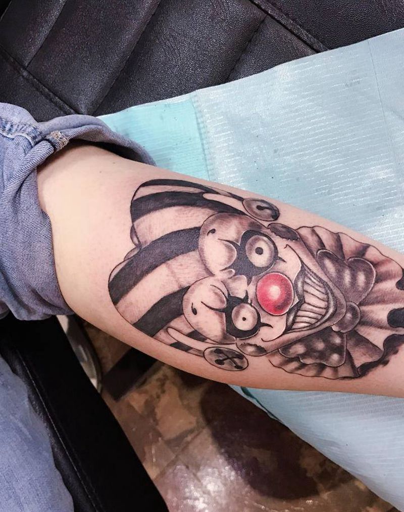 小丑纹身图片_腿部New School纹身图案