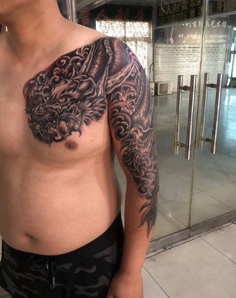 龙纹身图片_胸部手臂纹身图案