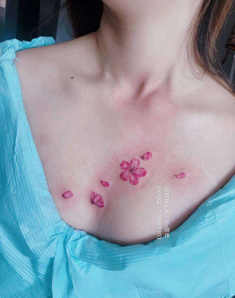 樱花纹身图片_水彩纹身图案