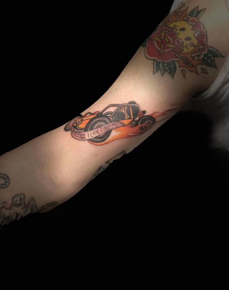 卡丁车纹身图片_手臂New School纹身图案