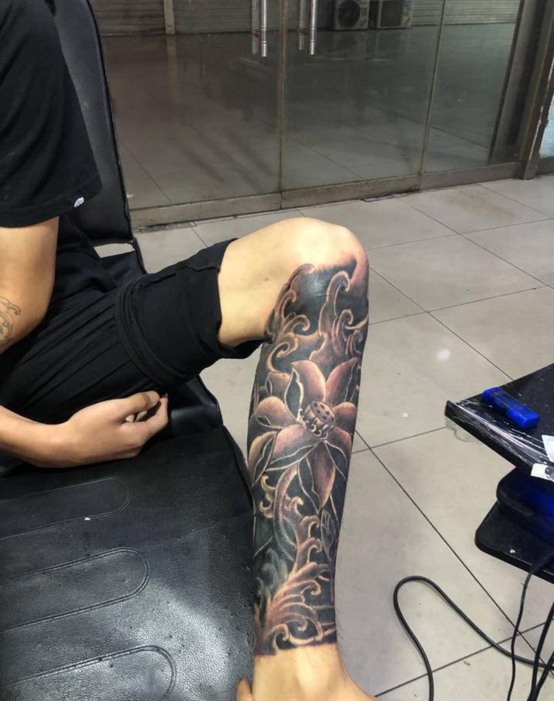 日式纹身图片_腿部纹身图案