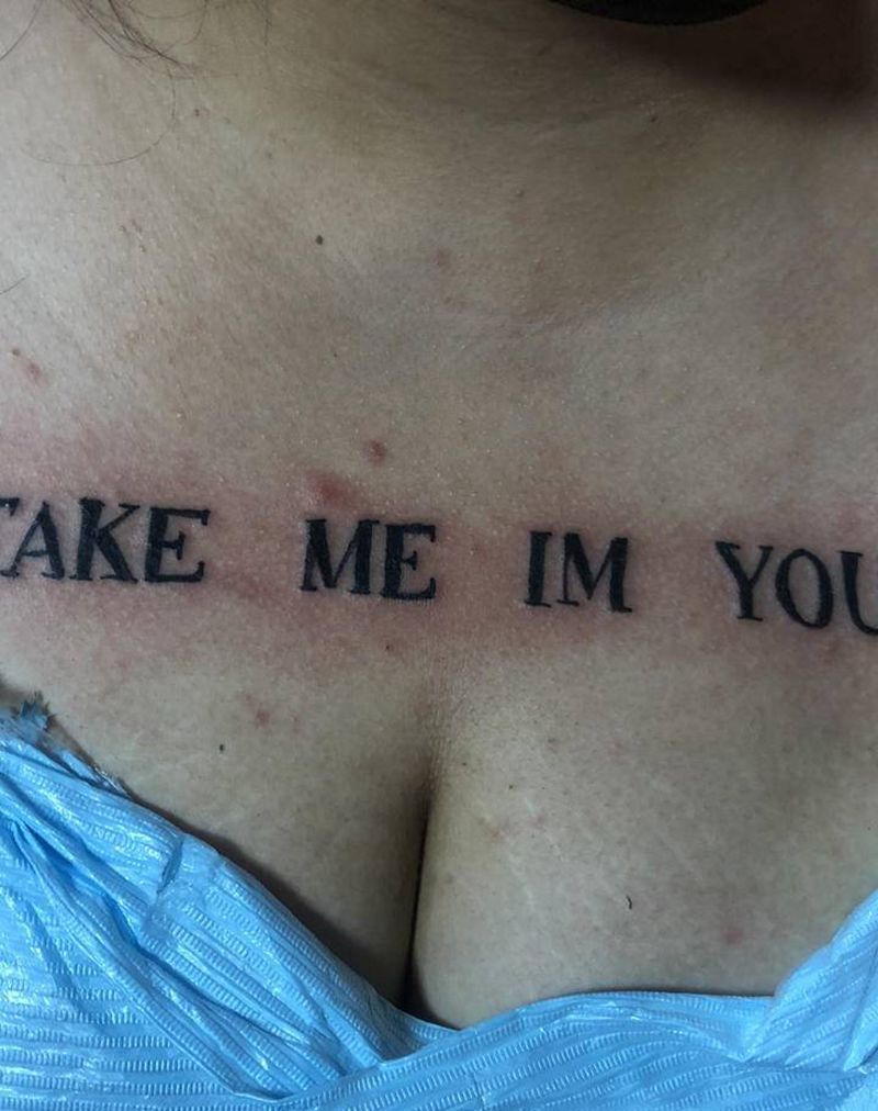 英文纹身图片_胸部纹身图案