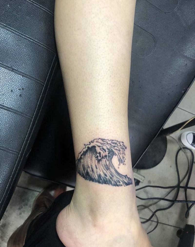 浪 覆盖纹身图片_腿部脚部纹身图案