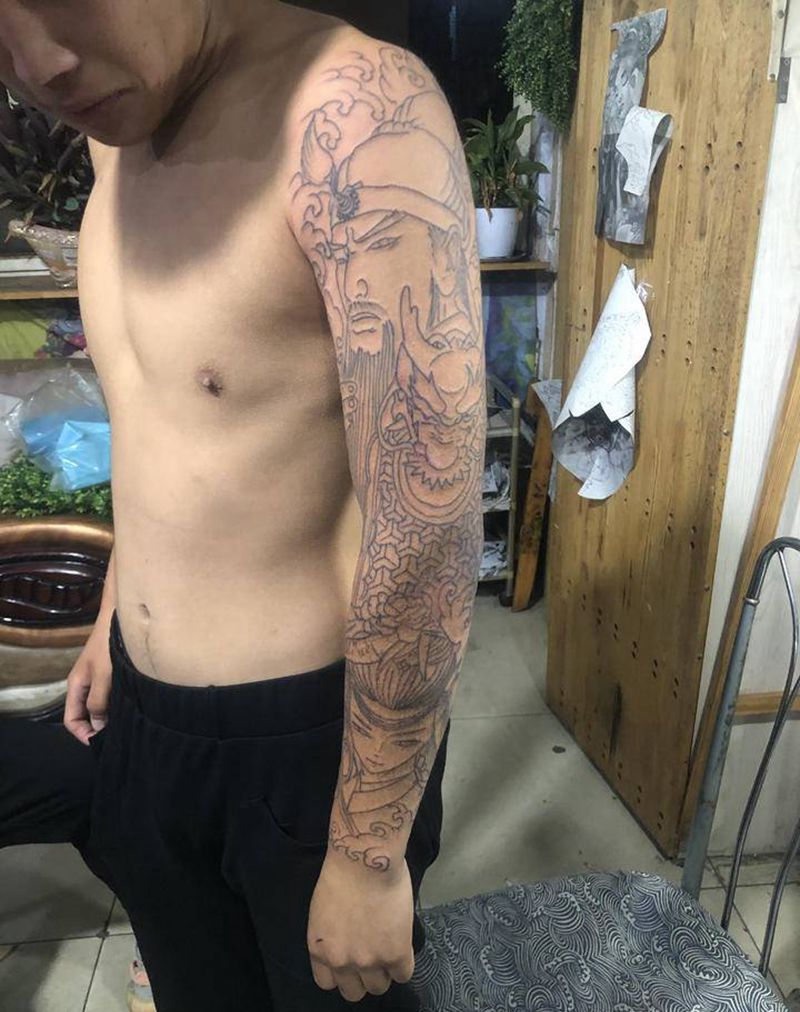 关羽纹身图片_手臂纹身图案