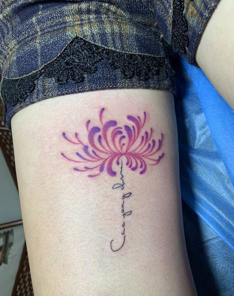 彼岸花纹身图片_腿部纹身图案