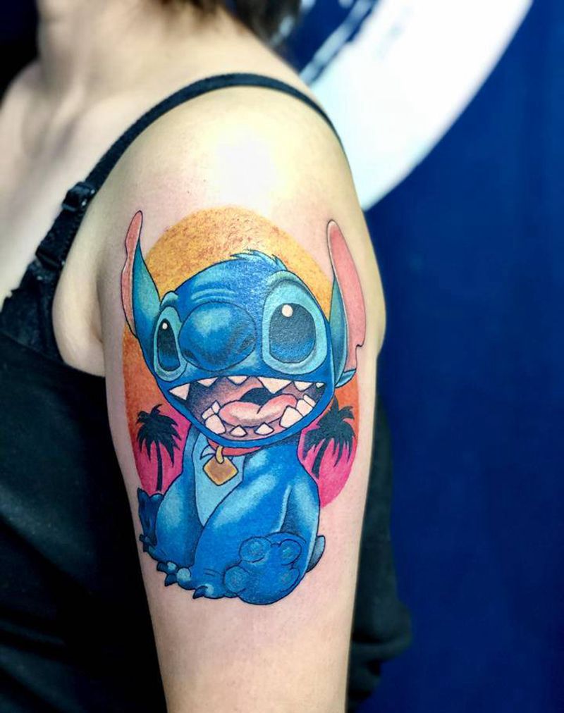 史迪仔子纹身图片_手臂欧美写实纹身图案