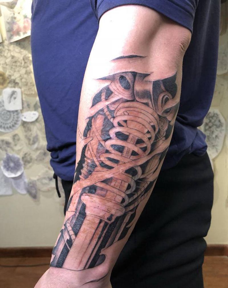 机械遮盖纹身图片_手臂纹身图案