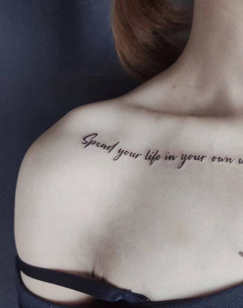 小清新纹身图片_肩部颈部纹身图案