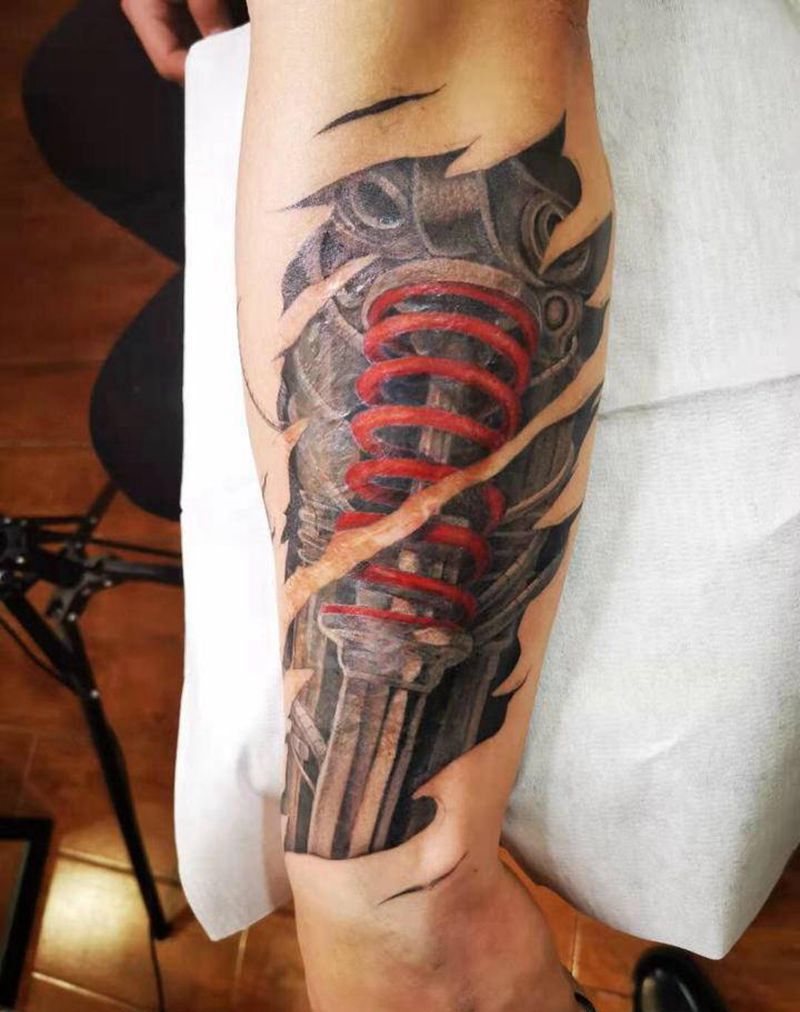 机械遮盖  未完纹身图片_手臂纹身图案