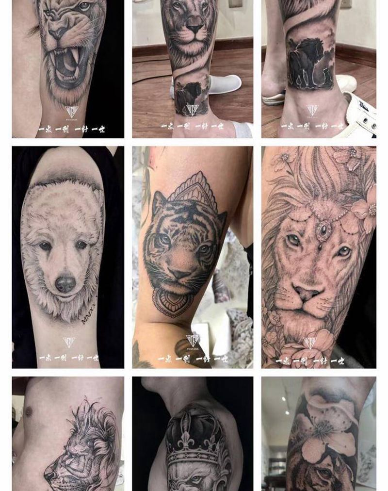 2020部分动物黑灰素描纹身图片_手臂纹身图案