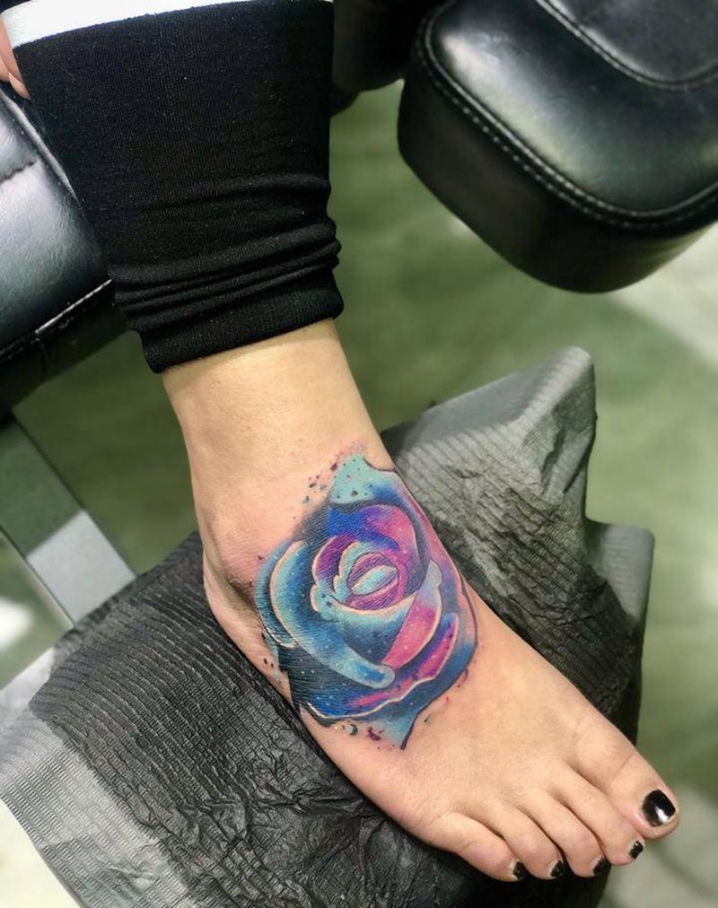 遮盖小蝎子纹身图片_脚部水彩水墨纹身图案