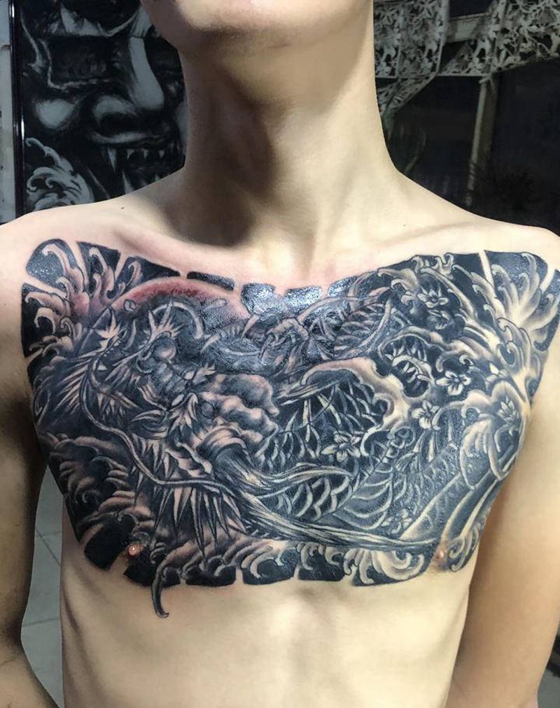 修改，龙纹身图片_胸部纹身图案