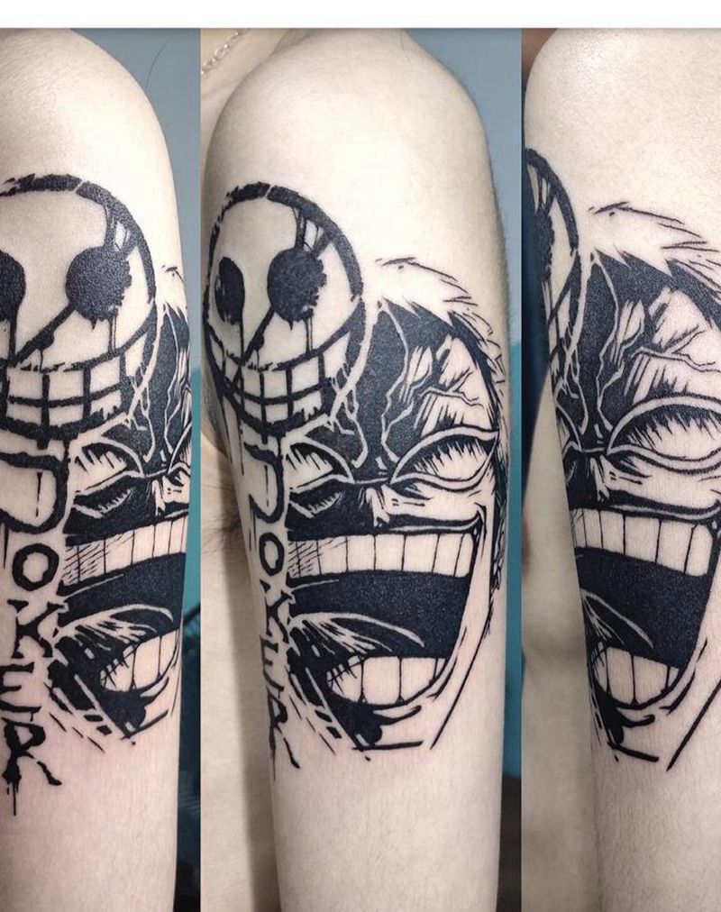 多弗朗明戈纹身图片_手臂新传统图腾joker剪影海贼王纹身图案