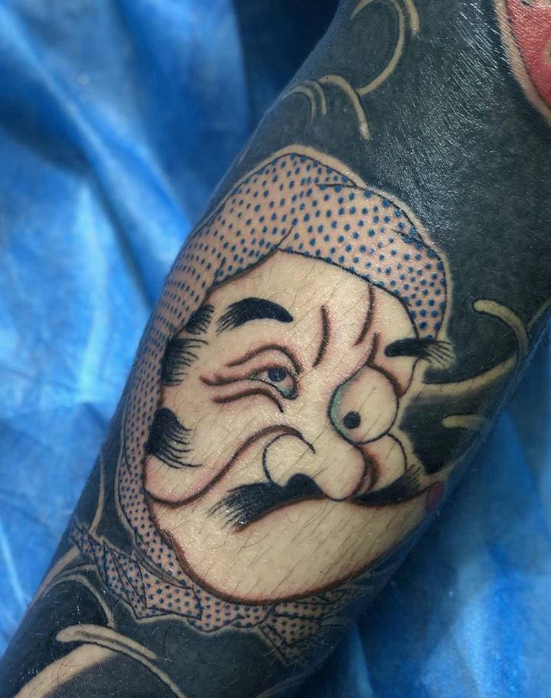 分享一下日常工作纹身图片_腿部老传统纹身图案