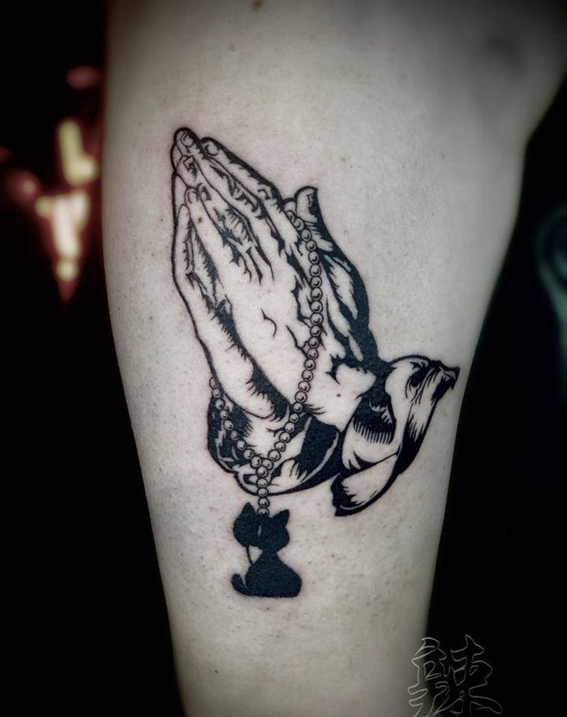 祈祷纹身图片_手臂图腾纹身图案