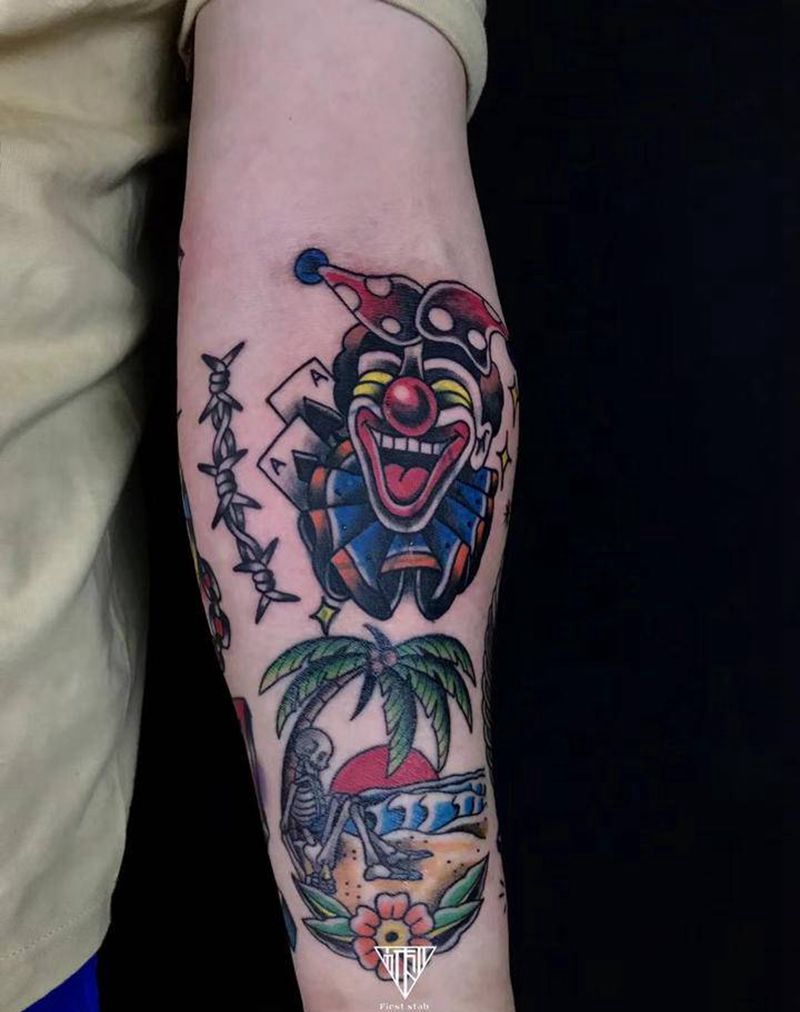 old school拼接纹身图片_手臂纹身图案