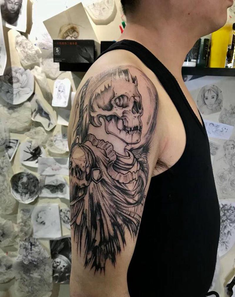 黑骑士纹身图片_手臂纹身图案