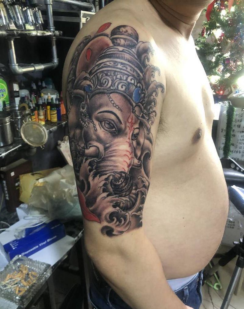 象神纹身图片_手臂纹身图案