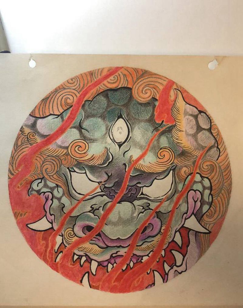 练习手稿纹身图片_背部手臂老传统纹身图案