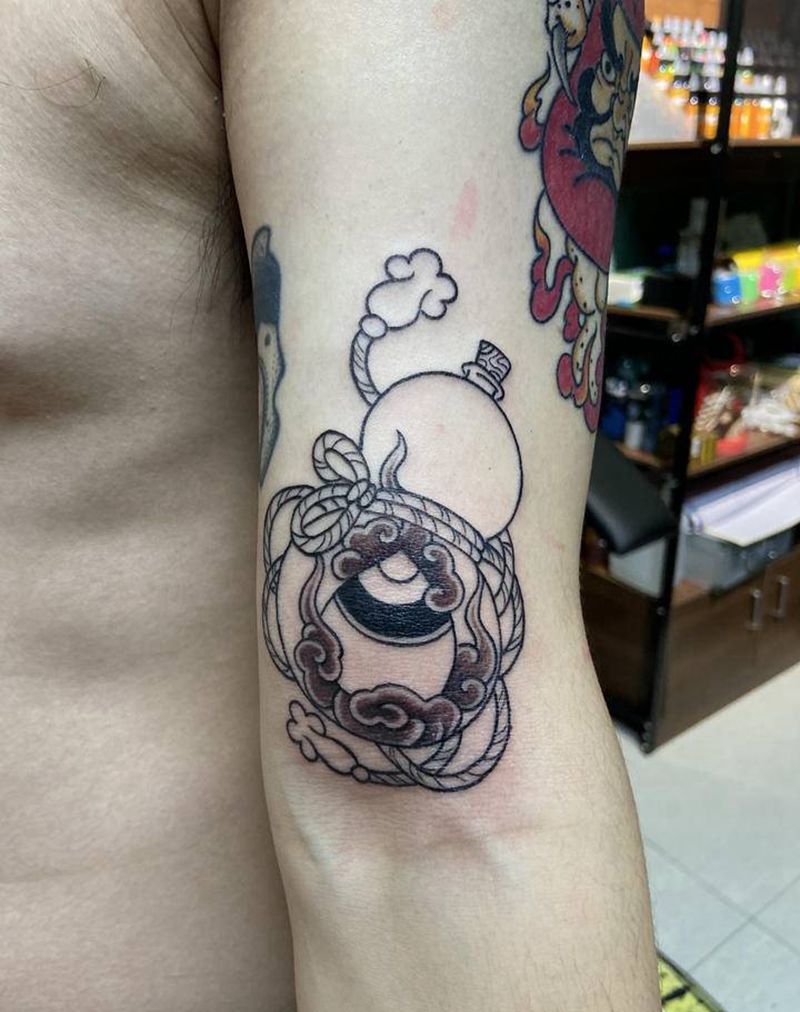 日式葫芦➕宝珠纹身图片_手臂老传统纹身图案