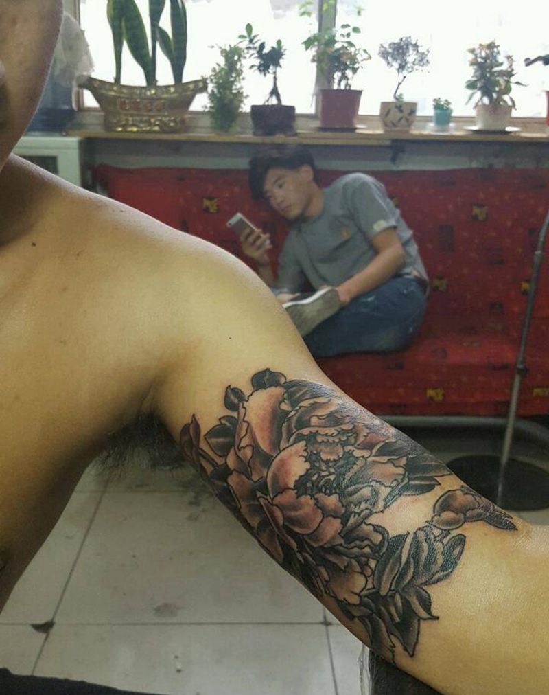 牡丹花纹身图片