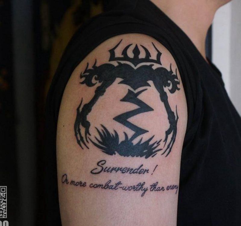 lol人物纹身图片_成品手臂欧美惊蛰刺青原创图腾纹身图案