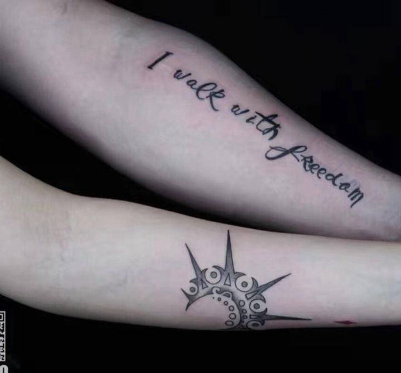 清新情侣纹身纹身图片_成品手臂清新图案字符纹身图案