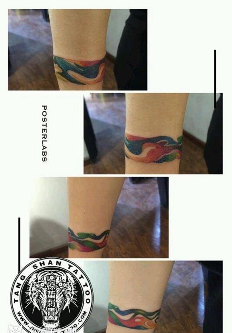 水彩手环纹身图片_手臂清新原创唐山惊蛰女性纹身成品纹身图案