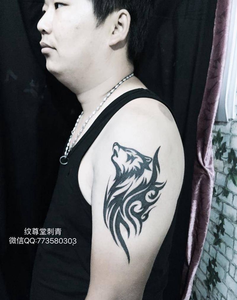 图腾狼纹身图片
