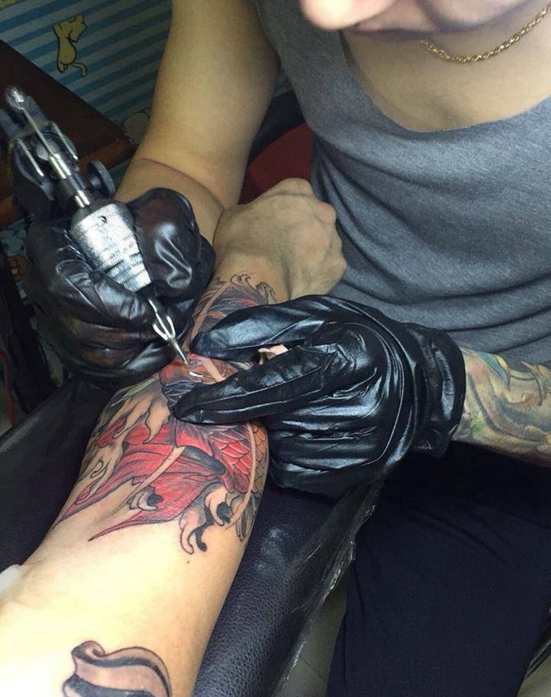 花臂未完成纹身图片