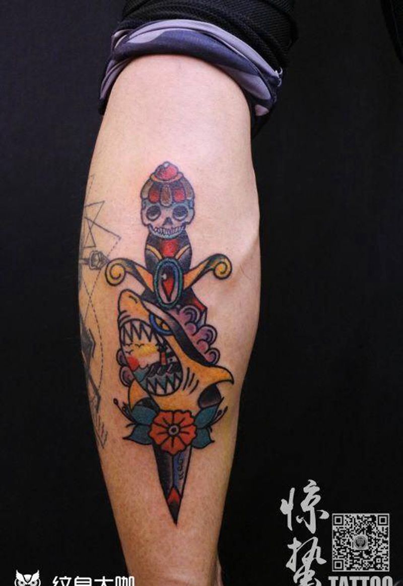 newschool 纹身纹身图片_成品腿部欧美人物图案纹身图案