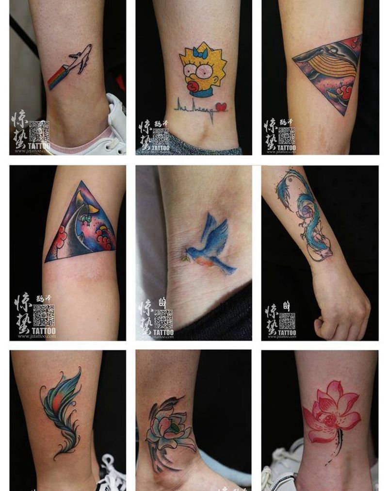 惊蛰彩色小图秀纹身图片_成品清新植物原创惊蛰刺青肩部腿部纹身图案