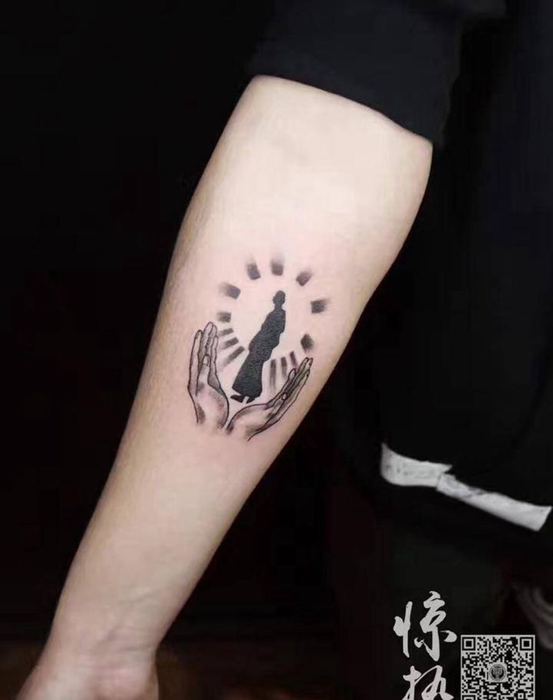 祈祷纹身图片_成品手臂宗教图案习俗纹身图案